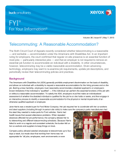 Telecommuting - a Reasonable Accommodation?