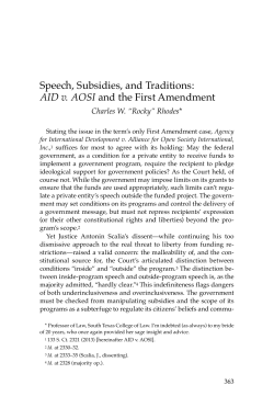 Speech, Subsidies, and Traditions: AID v. AOSI and