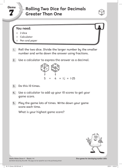 Rolling Two Dice for Decimals Greater Than One