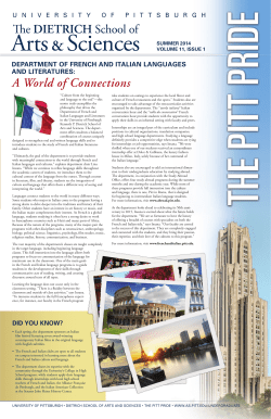 Summer 2014 - Kenneth P. Dietrich School of Arts and Sciences