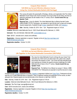 Iroquois River District Fall 2016 Lay Servant Ministry Advance