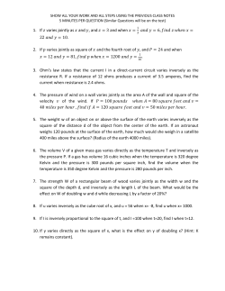 1. If    varies jointly as    and   , and    = 3 and when
