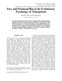 (2006). Envy and Positional Bias in the Evolutionary Psychology of