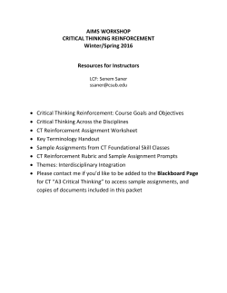 AIMS WORKSHOP CRITICAL THINKING REINFORCEMENT Winter