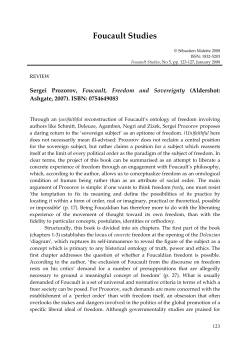 Sergei Prozorov, Foucault, Freedom and Sovereignty (Aldershot