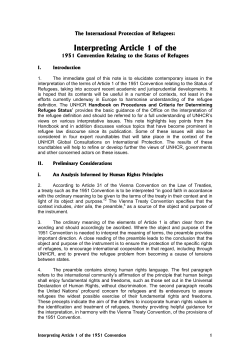 Interpreting Article 1 of the Convention Relating to the Status