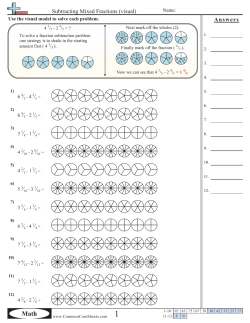 Subtracting Mixed Fractions (visual)