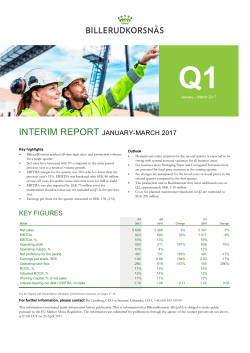 INTERIM REPORT JANUARY-MARCH 2017 KEY FIGURES