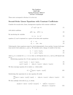 Second-Order Linear Equations with Constant Coefficients