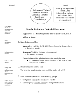 Independant Variable Dependent Variable Controlled Variable Test