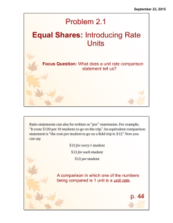 Problem 2.1 Equal Shares: Introducing Rate Units