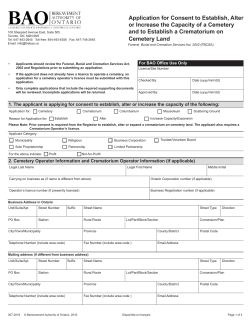 Application for Consent to Establish, Alter or Increase the Capacity