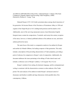 Edmund Hooper: A Study of His Style Compared to