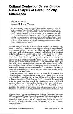 Cultural Context of Career Choice