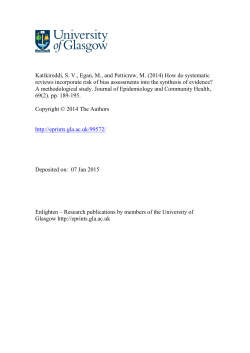 Katikireddi, S. V., Egan, M., and Petticrew, M. (2014) How do