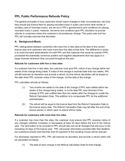PPL Public Performance Refunds Policy