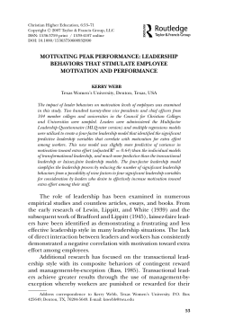 MOTIVATING PEAK PERFORMANCE - Center for Transformational