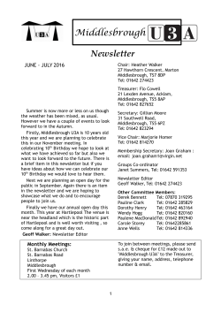 Middlesbrough Newsletter - U3A Site Builder Home Page