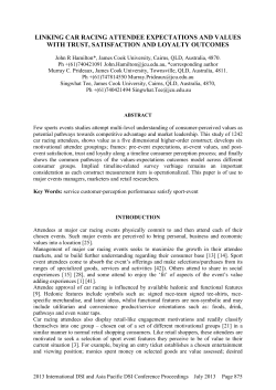 LINKING CAR RACING ATTENDEE EXPECTATIONS AND VALUES