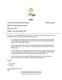 TO: BC Silkie and TC Asian Breeder Producers STATUS: Important FR