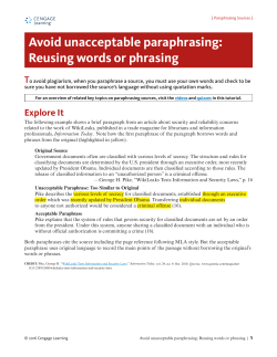 Avoid unacceptable paraphrasing: Reusing words or
