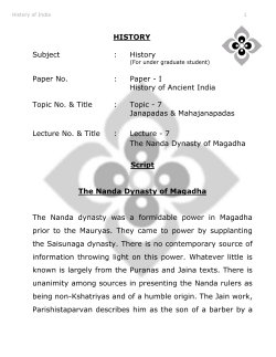 HISTORY Subject : History Paper No. : Paper