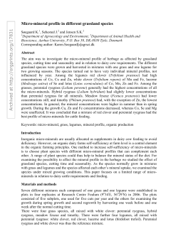 Micro mineral profile in different grassland species