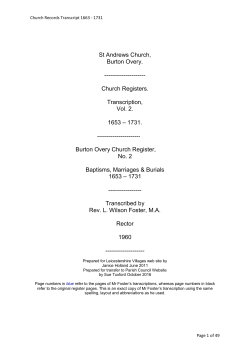 Church Records Transcripts 1653 - 1731