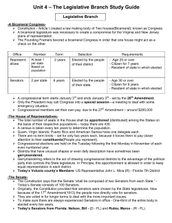Unit 4 &ndash; The Legislative Branch Study Guide