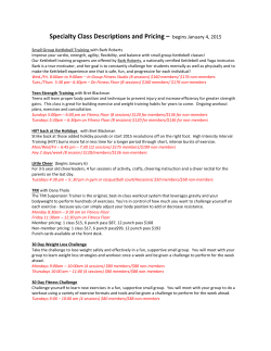 Specialty Class Descriptions and Pricing