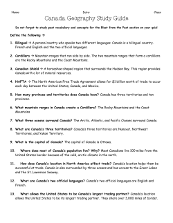 Canada Geography Study Guide