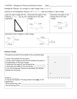 7.4 Pythagorean Theorem and Distance Formula