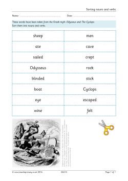 sheep men ate cave sailed crept Odysseus rock blinded stick boat