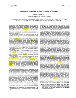 Antiseptic Principle in the Practice of Surgery