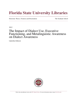 The Impact Of Dialect Use, Executive Functioning, And