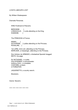 LOVE`S LABOUR`S LOST By William Shakespeare Dramatis