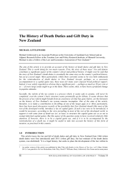 The History of Death Duties and Gift Duty in New Zealand