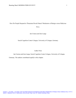 MODERATORS OF ENVY 1 How Do People Respond to