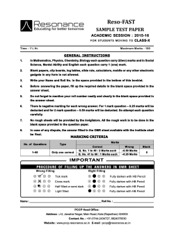 Reso-FAST SAMPLE TEST PAPER - RESONANCE PCCP IDEAL for