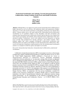 Professional Socialization and Attitudes Towards Interprofessional