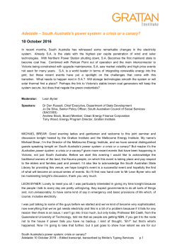 Adelaide &ndash; South Australia`s power system: a crisis or a canary? 10