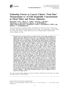 Estimating Factors to Convert Chinese `Total Dust` Measurements to