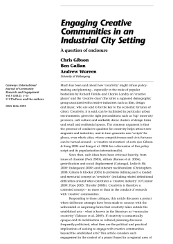 Engaging Creative Communities in an Industrial City Setting