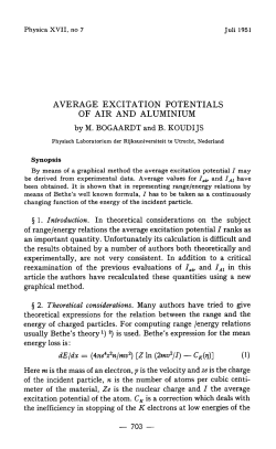 AVERAGE EXCITATION POTENTIALS OF AIR AND ALUMINIUM