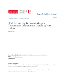 Rights, Communities and Disobedience Liberalism and Gandhi, by