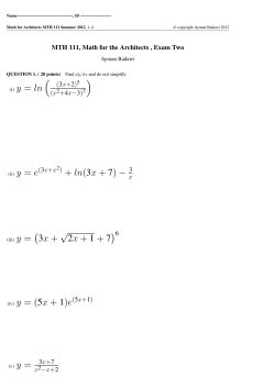 (i) y = ln ( ) + ln(3x + 7) - ( 3x + / 2x + 1 + 7 )6 (iv) y