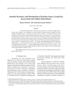 Amoebic Dysentery and Introduction of Emetine Source Carapichea