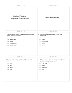 Buffers/Titration Aqueous Equilibria