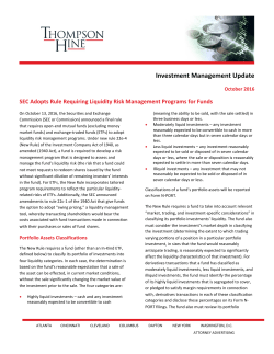 SEC Adopts Rule Requiring Liquidity Risk