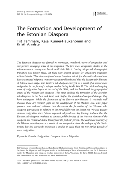 The Formation and Development of the Estonian Diaspora